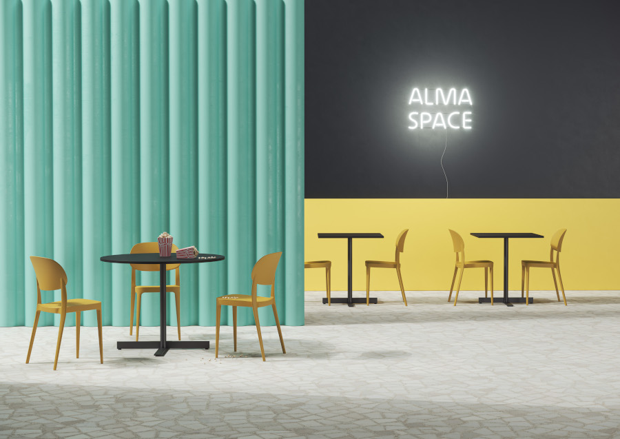 ALMA DESIGN set da 4 sedie con braccioli AMY (Giallo ambra