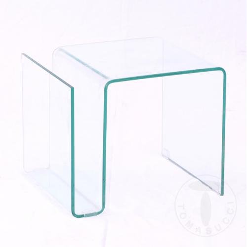 Tavolino porta riviste in vetro curvato Glass